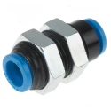 Festo Pneumatic Bulkhead Tube-to-Tube Adaptor Push In 6 mm Nickel Plated Brass Fitting QSMS-6
