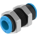 Festo Pneumatic Bulkhead Tube-to-Tube Adaptor Push In 6 mm Nickel Plated Brass Fitting QSMS-6