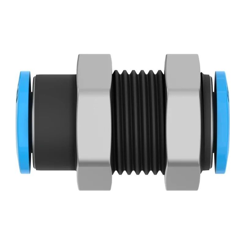 Festo Pneumatic Bulkhead Tube-to-Tube Adaptor Push In 6 mm Nickel Plated Brass Fitting QSMS-6