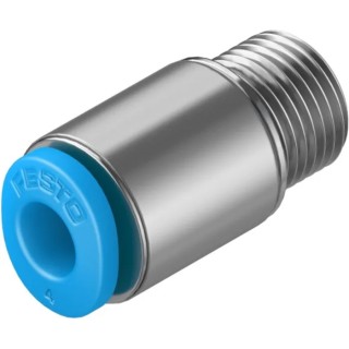 Festo QSM Series Pneumatic Fitting 4mm Push-in, Male, M7 Thread, Brass Nickel Finish QSM-M7-4-I