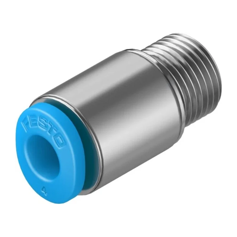 Festo QSM Series Pneumatic Fitting 4mm Push-in, Male, M7 Thread, Brass Nickel Finish QSM-M7-4-I