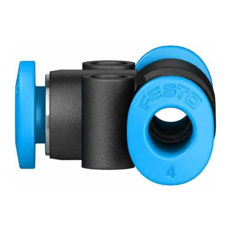 Festo Pneumatic Tee Tube-to-Tube Adaptor Nickel Plated Steel Polybutylene Terephthalate 14 bar QSMT-4