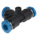 Festo Pneumatic Tee Tube-to-Tube Adaptor Nickel Plated Steel Polybutylene Terephthalate 14 bar QSMT-4