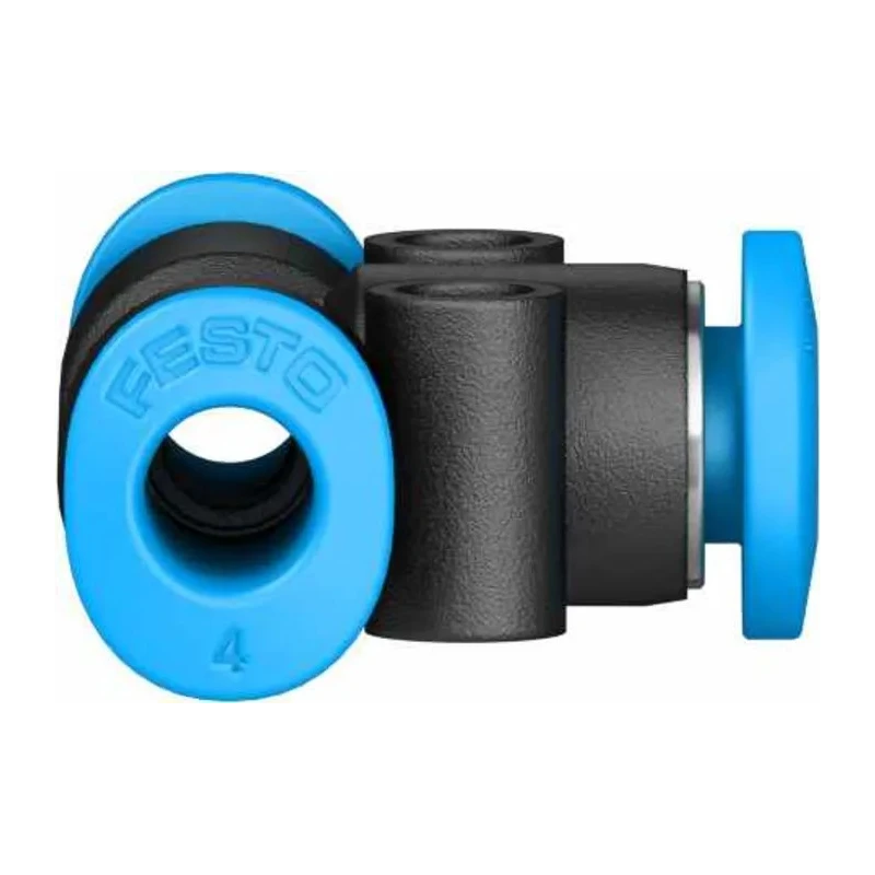Festo Pneumatic Tee Tube-to-Tube Adaptor Nickel Plated Steel Polybutylene Terephthalate 14 bar QSMT-4