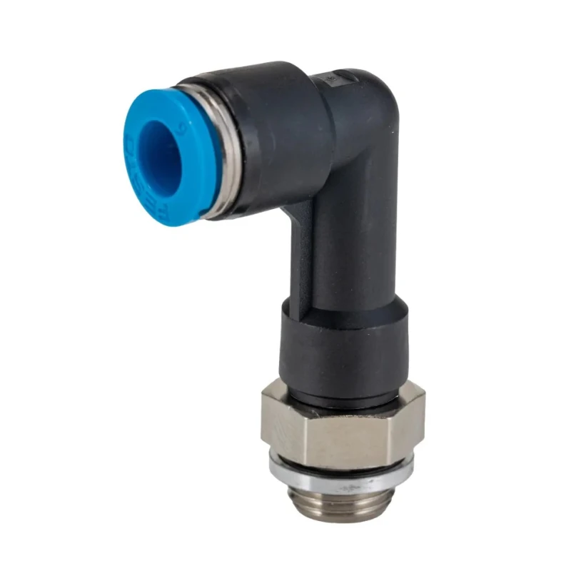 Festo Nickel Plated Brass Pneumatic Fitting Male Threaded-to-Tube G 1/8 Thread Size Push-in 6mm Tube QSLL-G1/8-6