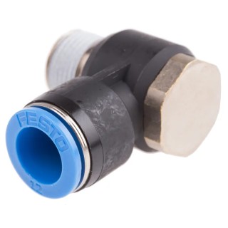 Festo Nickel Plated Brass Pneumatic Fitting Threaded-to-Tube Male R 3/8 in to 12 mm Push-in QSLV-3/8-12