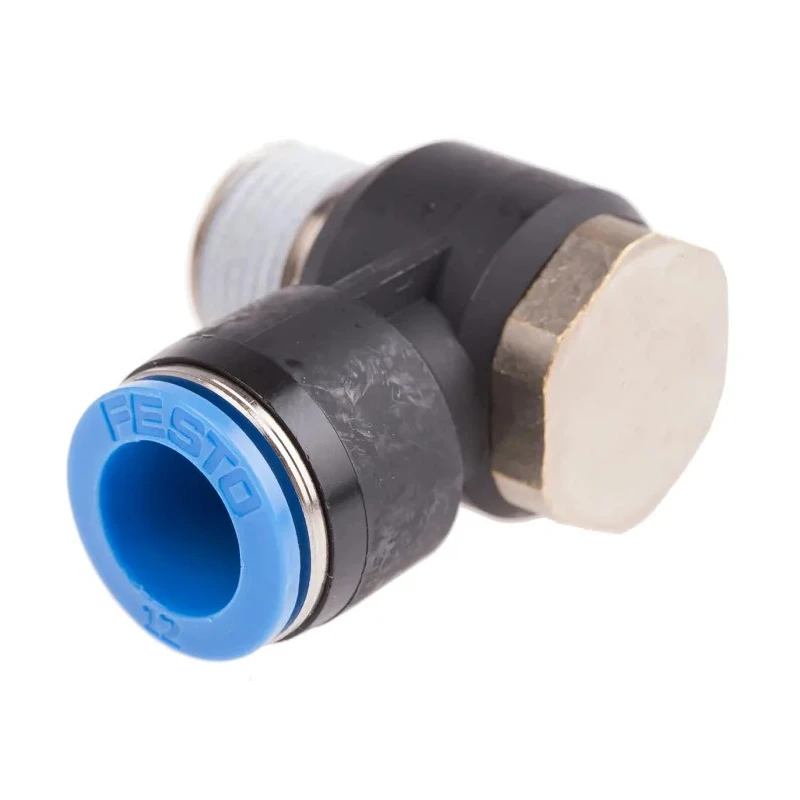 Festo Nickel Plated Brass Pneumatic Fitting Threaded-to-Tube Male R 3/8 in to 12 mm Push-in QSLV-3/8-12