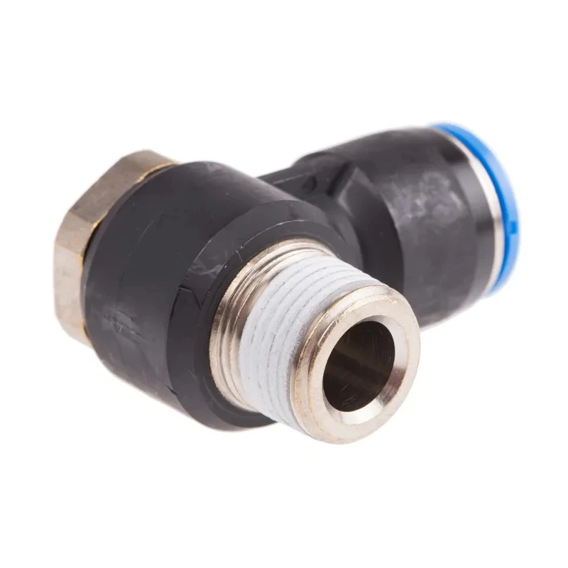 Festo Nickel Plated Brass Pneumatic Fitting Threaded-to-Tube Male R 3/8 in to 12 mm Push-in QSLV-3/8-12