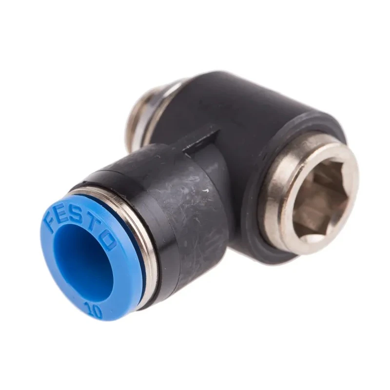 Festo Nickel Plated Brass Pneumatic Fitting Male Thread to 10mm Push-in Tube G 1/4 14 bar Operating Pressure QSLV-G1/4-10-I