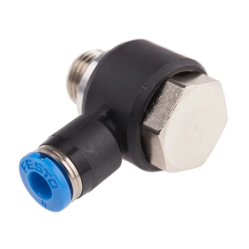 Festo Nickel Plated Brass Pneumatic Fitting Male G 1/8 in Thread to 4mm Push-In Tube QSLV-G1/8-4