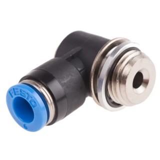 Festo Nickel Plated Brass Pneumatic Fitting Male Threaded-to-Tube G 1/4 Thread Size, 6 mm Push-in Tube QSLV-G1/4-6-I