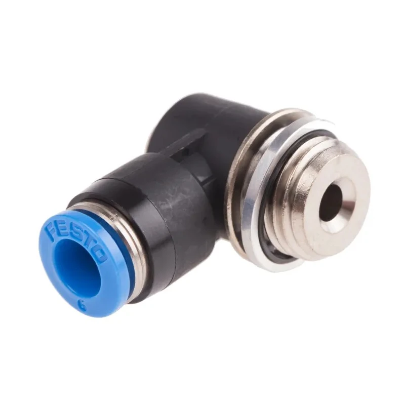 Festo Nickel Plated Brass Pneumatic Fitting Male Threaded-to-Tube G 1/4 Thread Size, 6 mm Push-in Tube QSLV-G1/4-6-I