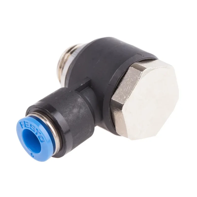 Festo Nickel Plated Brass Pneumatic Fitting Male Threaded-to-Tube Push-in G 1/4 Thread Size, 6mm Tube QSLV-G1/4-6