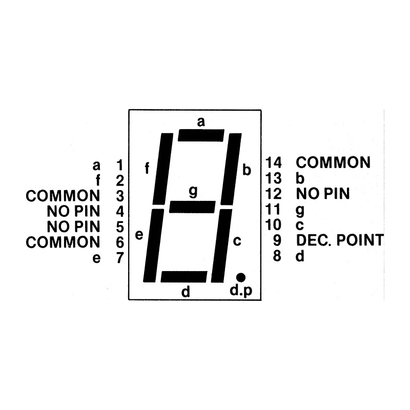 Kingbright 1-Digit 7 Segment LED Display Red Cathode 23mcd Right Side 26 mm SC10-11EWA