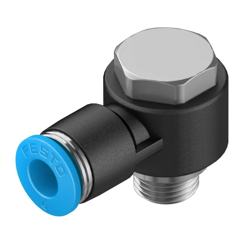 Festo QSLV Series Nickel Plated Brass Pneumatic Fitting Male G 1/8 in Thread Push-in 6mm Tube 14 bar 80°C QSLV-G1/8-6