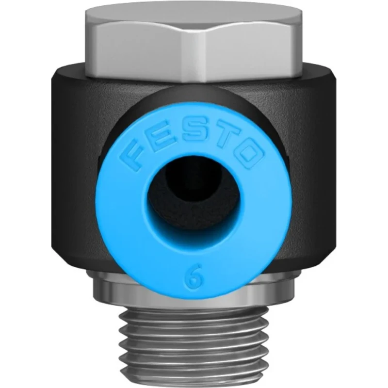 Festo QSLV Series Nickel Plated Brass Pneumatic Fitting Male G 1/8 in Thread Push-in 6mm Tube 14 bar 80°C QSLV-G1/8-6