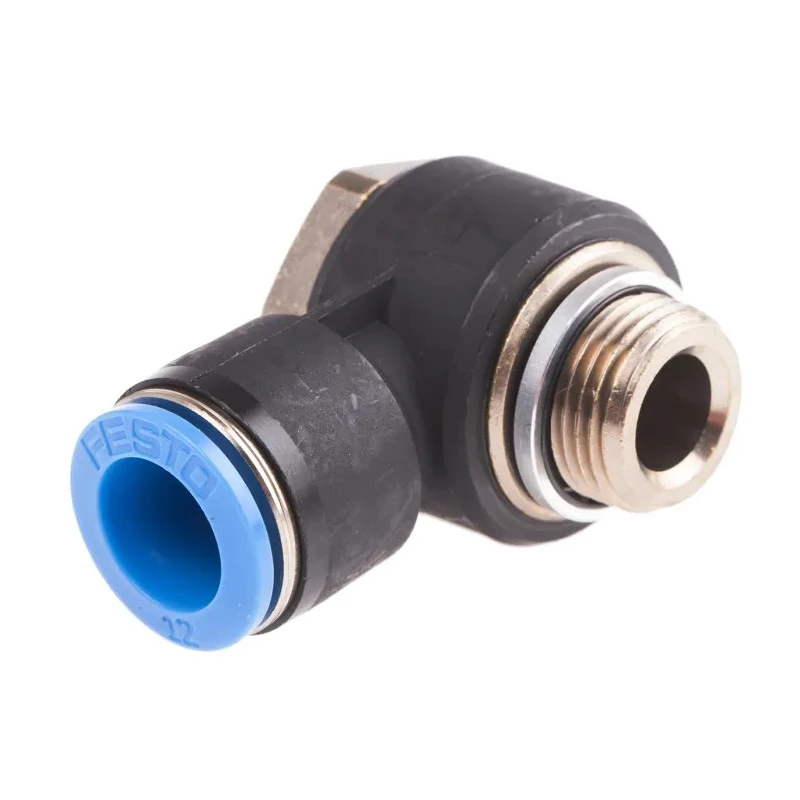 Festo Nickel Plated Brass Pneumatic Fitting, Male Threaded-to-Tube, G 3/8 Thread Size, 12 mm Push-in QSLV-G3/8-12