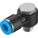 Festo Nickel Plated Brass Pneumatic Fitting G 1/8 in Male Thread to 8mm Push-in Tube, 90° Angle, Max 14 bar QSLV-G1/8-8