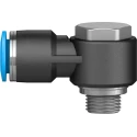 Festo Nickel Plated Brass Pneumatic Fitting G 1/8 in Male Thread to 8mm Push-in Tube, 90° Angle, Max 14 bar QSLV-G1/8-8