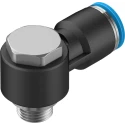 Festo Nickel Plated Brass Pneumatic Fitting G 1/8 in Male Thread to 8mm Push-in Tube, 90° Angle, Max 14 bar QSLV-G1/8-8