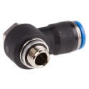 Festo Nickel Plated Brass Pneumatic Fitting G 1/8 in Male Thread to 8mm Push-in Tube, 90° Angle, Max 14 bar QSLV-G1/8-8