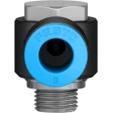 Festo Nickel Plated Brass Pneumatic Fitting G 1/8 in Male Thread to 8mm Push-in Tube, 90° Angle, Max 14 bar QSLV-G1/8-8