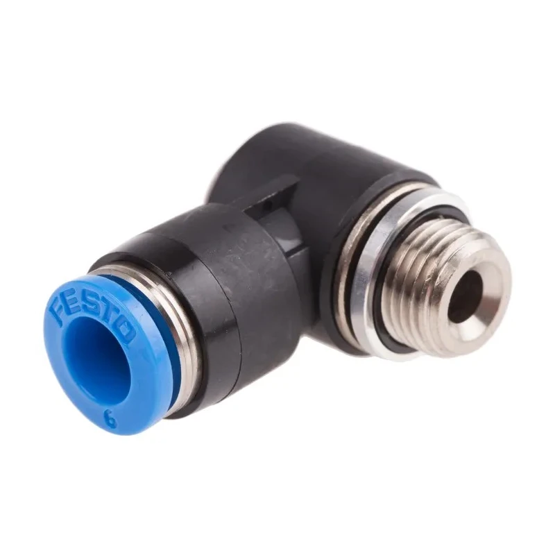 Festo Nickel Plated Brass Pneumatic Fitting Male Threaded-to-Tube G 1/8 Inch, Push-In 6mm Tube QSLV-G1/8-6-I