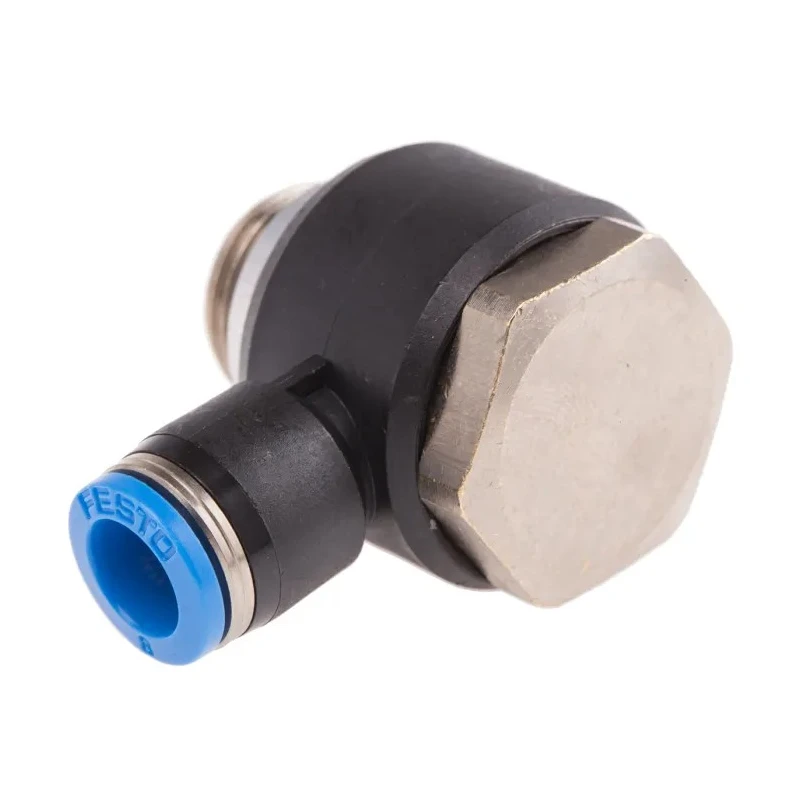 Festo Nickel Plated Brass Pneumatic Fitting Male G 3/8 Threaded-to-Tube Push-in 8mm QSLV-G3/8-8