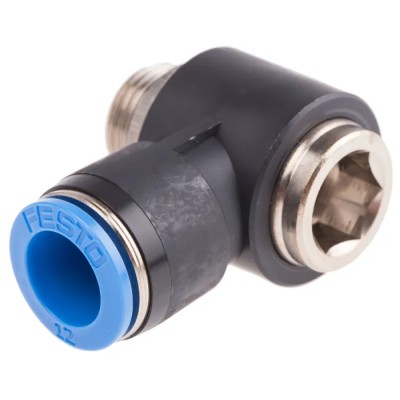 Festo Nickel Plated Brass Pneumatic Fitting Male G 3/8 Threaded-to-Tube Push-In 12mm QSLV-G3/8-12-I