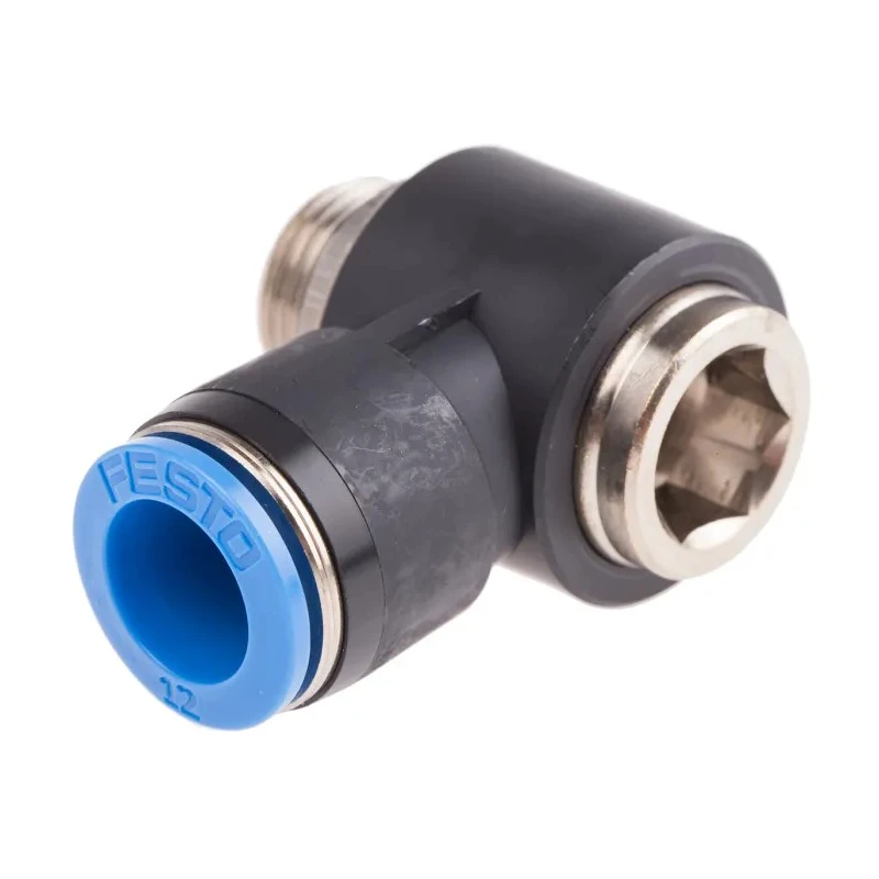 Festo Nickel Plated Brass Pneumatic Fitting Male G 3/8 Threaded-to-Tube Push-In 12mm QSLV-G3/8-12-I