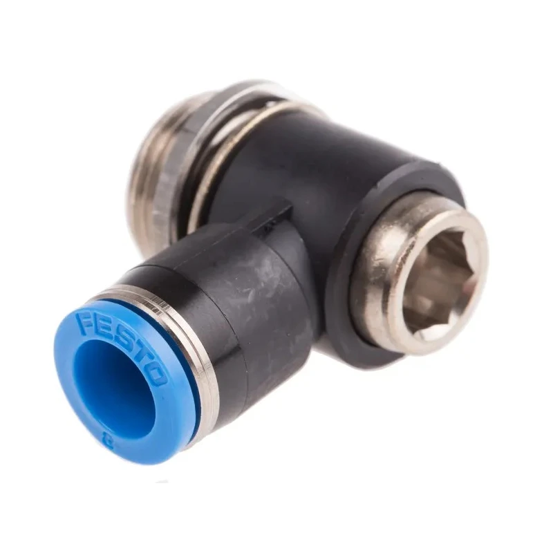 Festo Nickel Plated Brass Pneumatic Fitting Male Thread to Tube Push-in 8mm G 3/8 QSLV-G3/8-8-I
