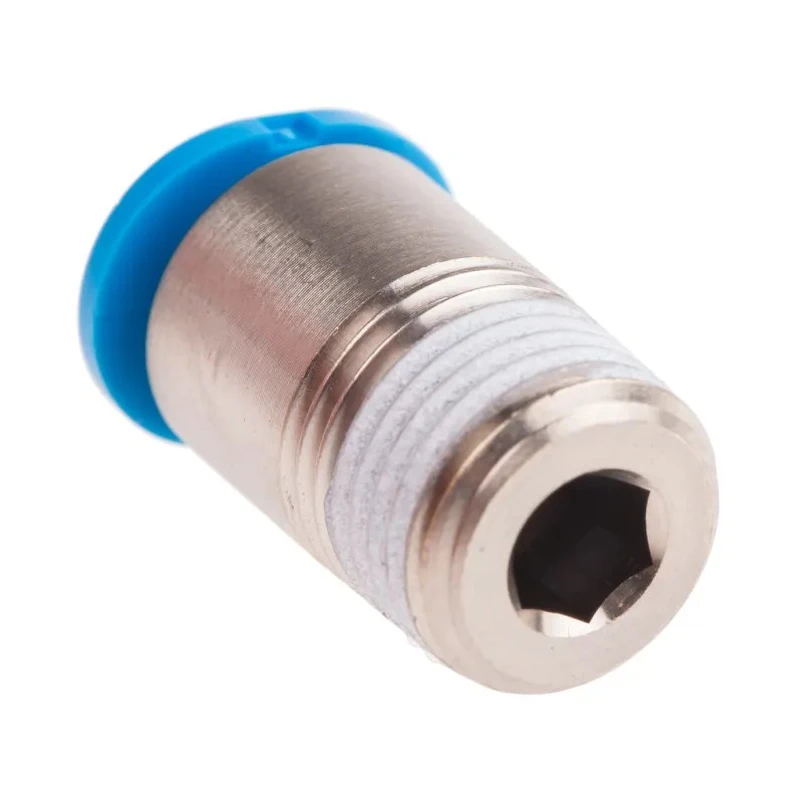Festo Pneumatic Fitting 6mm Push-in Male Threaded-to-Tube Nickel-Plated Brass, 1/8 in R Thread QSM-1/8-6-I