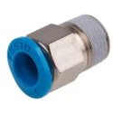 Festo Pneumatic Fitting 6mm Push-in Male 1/8 in Threaded-to-Tube Nickel-Plated Brass QSM-1/8-6
