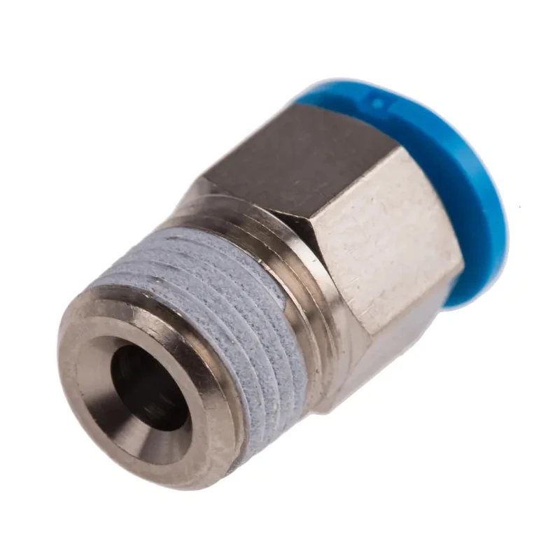 Festo Pneumatic Fitting 6mm Push-in Male 1/8 in Threaded-to-Tube Nickel-Plated Brass QSM-1/8-6