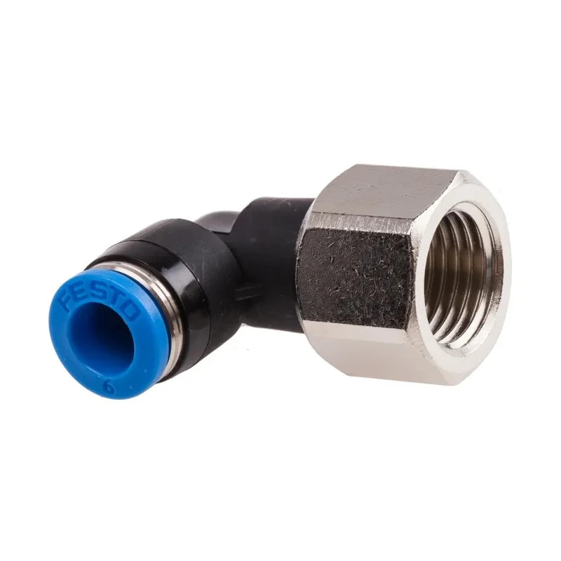 Festo Nickel Plated Brass Pneumatic Fitting Male Threaded-to-Tube G 1/4 in to 6mm Push-in QSLF-1/4-6-B