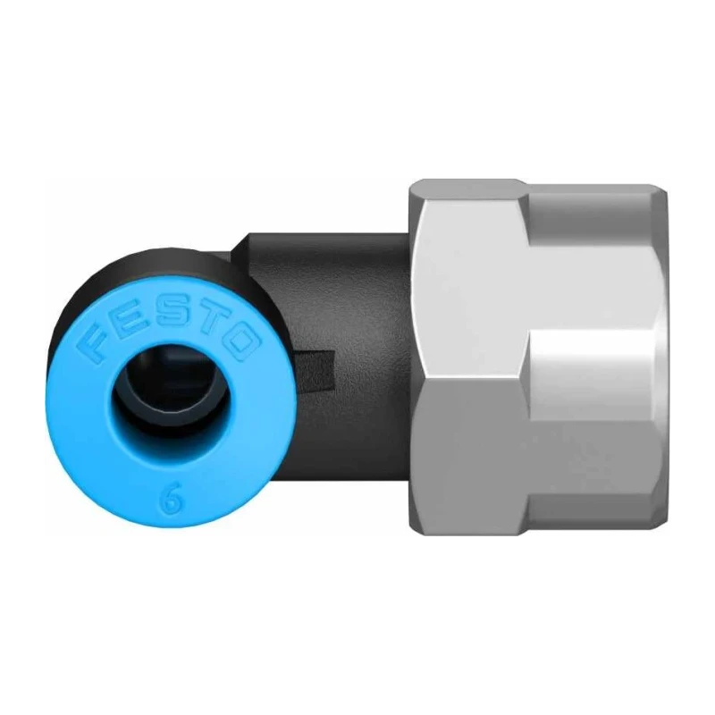 Festo Nickel Plated Brass Pneumatic Fitting Male Threaded-to-Tube G 1/4 in to 6mm Push-in QSLF-1/4-6-B