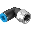 Festo Nickel Plated Brass Pneumatic Elbow Fitting, Male G 1/4 in Thread to 8mm Push-In Tube QSLF-1/4-8-B