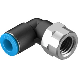 Festo Nickel Plated Brass Pneumatic Elbow Fitting, Male G 1/4 in Thread to 8mm Push-In Tube QSLF-1/4-8-B