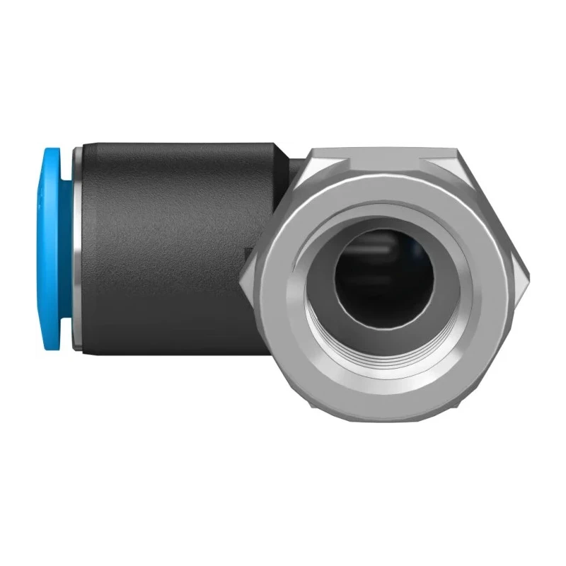 Festo Nickel Plated Brass Pneumatic Elbow Fitting, Male G 1/4 in Thread to 8mm Push-In Tube QSLF-1/4-8-B