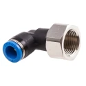 Festo Nickel Plated Brass 90° Pneumatic Fitting Threaded Female G 3/8 to 8mm Push-In QSLF-3/8-8-B