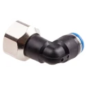 Festo Nickel Plated Brass 90° Pneumatic Fitting Threaded Female G 3/8 to 8mm Push-In QSLF-3/8-8-B