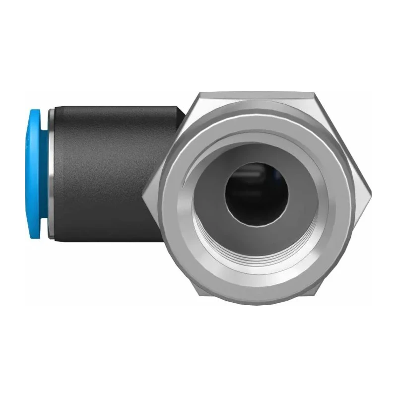 Festo Nickel Plated Brass 90° Pneumatic Fitting Threaded Female G 3/8 to 8mm Push-In QSLF-3/8-8-B