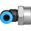 Festo Nickel Plated Brass 90° Pneumatic Fitting Threaded Female G 3/8 to 8mm Push-In QSLF-3/8-8-B