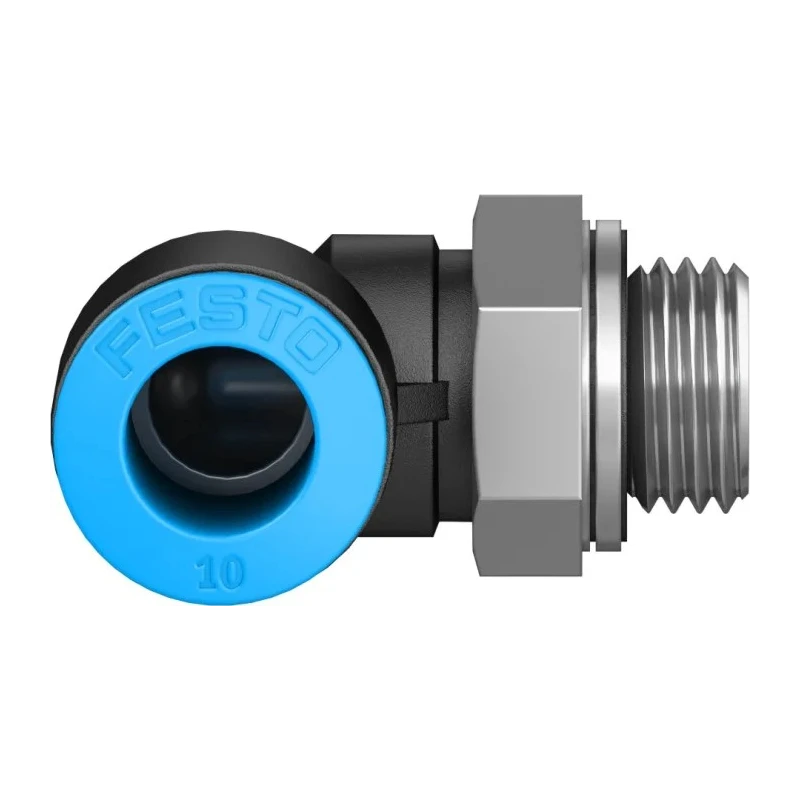 Festo Nickel Plated Brass Pneumatic Fitting, Male G 1/4 Threaded-to-Tube, 10mm Push-in QSL-G1/4-10