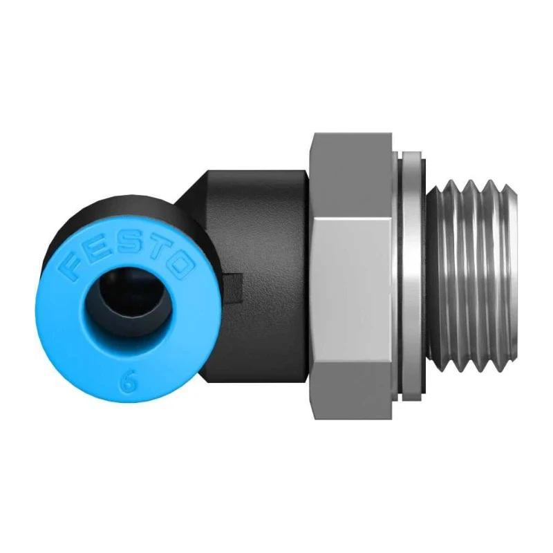 Festo Nickel Plated Brass Pneumatic Fitting Male G 1/4 Thread to 6mm Push-In Tube Connection QSL-G1/4-6