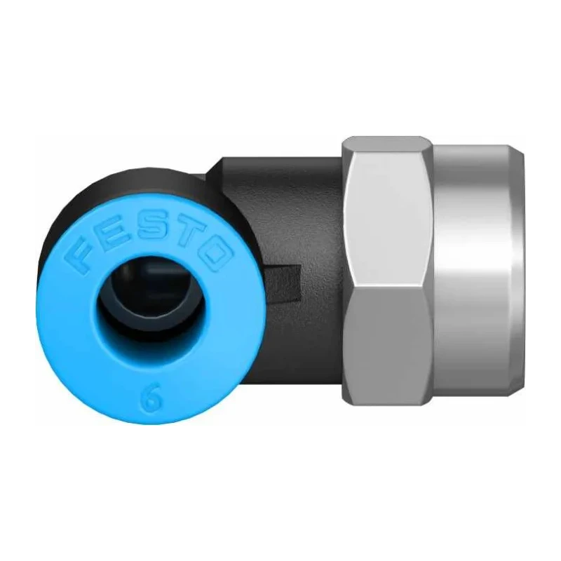 Festo Nickel Plated Brass Pneumatic Fitting Female G 1/8 Thread to 6mm Push-in QSLF-1/8-6-B