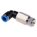 Festo Pneumatic Fitting QSLL Series Nickel Plated Brass Male R 3/8 in Threaded-to-Tube 8mm Push-in QSLL-3/8-8