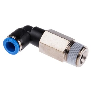 Festo Pneumatic Fitting QSLL Series Nickel Plated Brass Male R 3/8 in Threaded-to-Tube 8mm Push-in QSLL-3/8-8