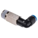 Festo Pneumatic Fitting QSLL Series Nickel Plated Brass Male R 3/8 in Threaded-to-Tube 8mm Push-in QSLL-3/8-8