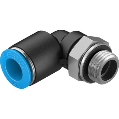 Festo Nickel Plated Brass Pneumatic Fitting Male G 1/4 Thread, 12mm Push-in Tube, 90° Angle QSL-G1/4-12